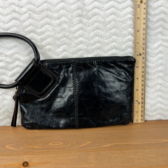 HOBO the Original Sable Wristlet Clutch Black Glazed Leather with Wrist Bangle - Picture 8 of 8